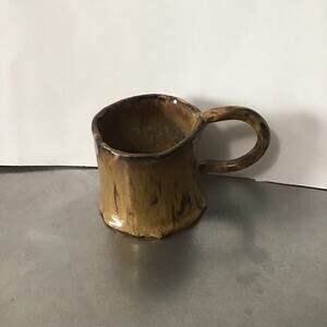 One of a kind handmade stoneware pottery glazed mug